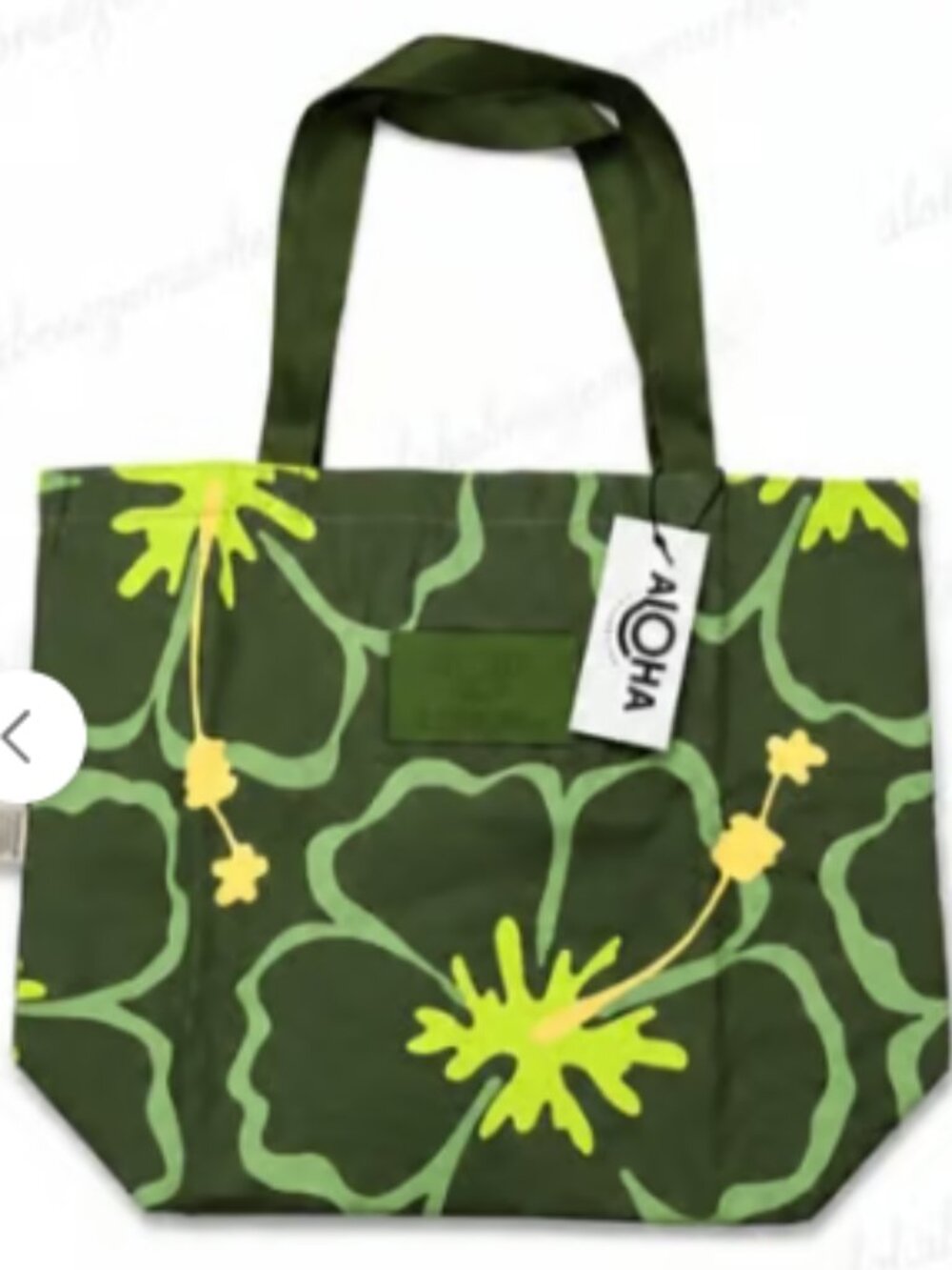 ALOHA Collection Pua Waikiki Reversible Tote Cutie Olive NWT Exclusive